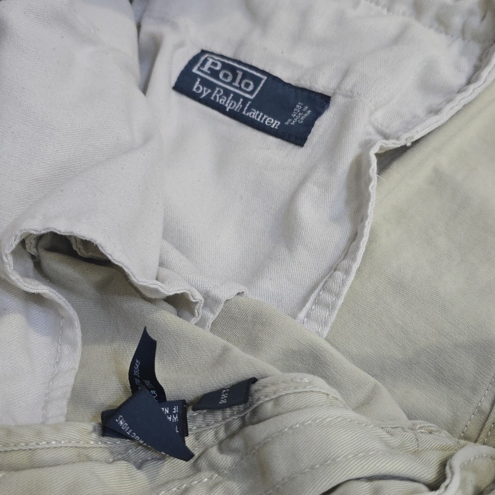 VTG Polo Ralph Lauren Bermuda Chino Shorts Drawstring Talon Zip Flap Pockets 35 - Picture 5 of 15